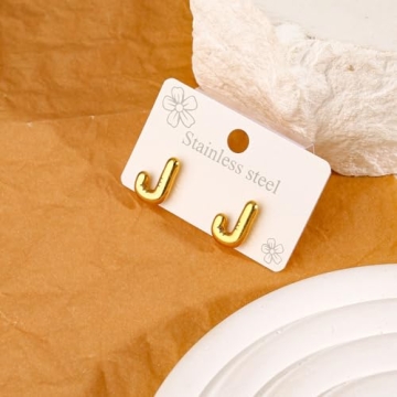 Bubble Initial Earrings for Women 14K Gold Plated Unique Gifts