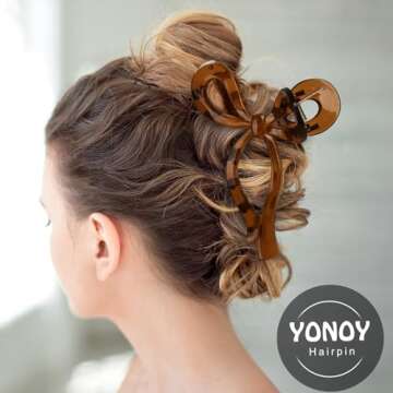 Cute Bow Hair Claw Clips Set for Women and Teens - 3 Pcs Plastic Nonslip Fashion Hair Accessories in Pink, Teal, and Champagne