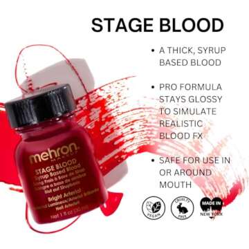 Authentic Mehron Makeup Stage Blood for Halloween & FX Use