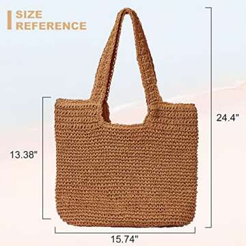 Beach Bags for Women - Summer Soft Large Woven Shoulder Purse Handbag, Beach Tote Straw Bag for Summ...