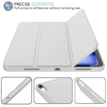 iMieet iPad Air 11 Inch Case M2 2024, iPad Air 5th/4th Generation Case 2022/2020 10.9 Inch with Pencil Holder, Trifold Stand Smart Case(Light Gray)