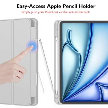 iMieet iPad Air 11 Inch Case M2 2024, iPad Air 5th/4th Generation Case 2022/2020 10.9 Inch with Pencil Holder, Trifold Stand Smart Case(Light Gray)