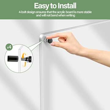 Xpener Acrylic Dry Erase Board for Wall, 16"x12" Clear Non-Magnetic Wall Board Frameless White Board Portable Blank Memo Whiteboard Acrylic Board for Office, School and Home