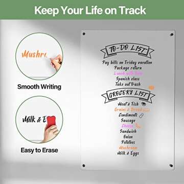 Xpener Acrylic Dry Erase Board for Wall, 16"x12" Clear Non-Magnetic Wall Board Frameless White Board Portable Blank Memo Whiteboard Acrylic Board for Office, School and Home