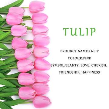 BOMAROLAN Artificial Tulip Fake Holland Mini Tulip Real Touch Flowers 24 Pcs for Wedding Decor DIY Home Party (Pink)