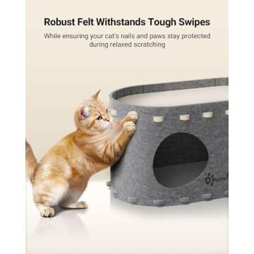 DownyPaws Cat House for Indoor Cats, Cat Bed Cave for Multiple & Large Cats Up to 22 Lbs, Scratch Resistant Peekaboo Cat Caves, Foldable Cat Tunnel Enclosed Bed, PeekaPurr, Cream, Light Gray