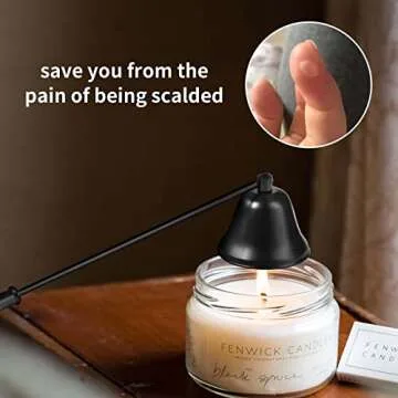 Kirecoo Candle Snuffer Extinguisher with Long Handle, Polished Stainless Steel Wick Flame Snuffer for Putting Out Wick Flame Safely, Black Candle Accessory