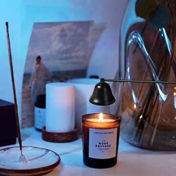 Kirecoo Candle Snuffer Extinguisher with Long Handle, Polished Stainless Steel Wick Flame Snuffer for Putting Out Wick Flame Safely, Black Candle Accessory