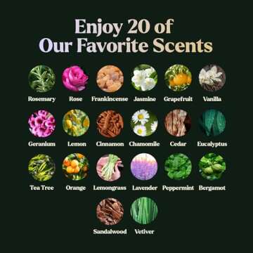 Essential Oils Set - Top 20 Gift Set Oils for Diffusers, Humidifiers, Massages, Aromatherapy, Candle Making, Skin & Hair Care - Peppermint, Tea Tree, Lavender, Eucalyptus, Lemongrass (10mL)