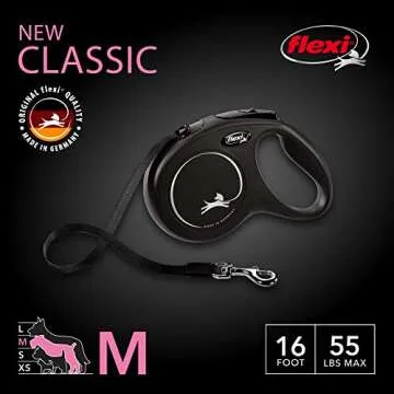 FLEXI New Classic Tape Retractable Dog Leash for Medium Dogs Upto 55 lbs. – 16 ft., Black | Tangle...