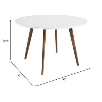 Modway Platter 47" Mid-Century Round Dining Table in White