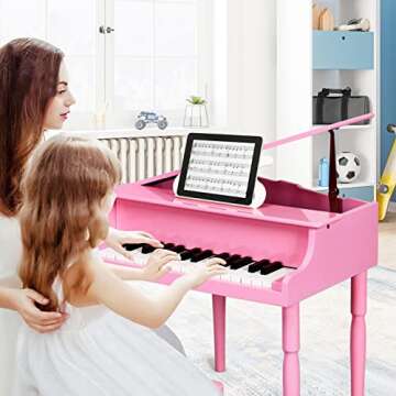 Goplus 30-Key Classical Kids Piano, Mini Grand Piano Wooden Learn-to-Play Musical Instrument Toy wit...