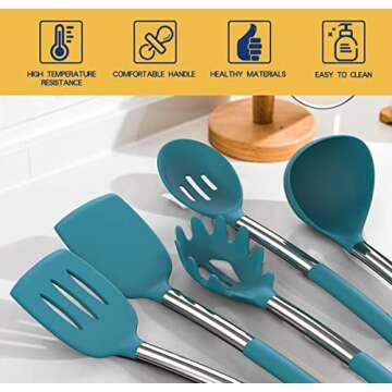 Silicone Cooking Utensil Set, Fungun Non-stick Kitchen 24 Pcs Cookware, Heat Resistant , Silicone Ki...