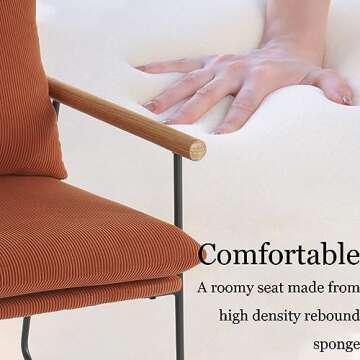 LOVSPATIO Mid Century Modern Accent Chair, Corduroy Fabric Living Room Chairs with Wood Arms, Comfy Upholstered Reading Chair for Bedroom Office, Metal Frame - Caramel