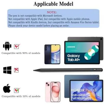 Stylus Pen for Android Tablet, Pom Tip Tablet Pencil for ios/Android,Rechargeable Active Stylus Pen ...