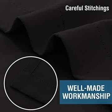 H.VERSAILTEX Blackout Curtains for Bedroom Thermal Insulated Room Darkening Living Room Curtains 84 Inch Long Grommet Privacy Protection Window Curtain Panels/Drapes for Nursery, 2 Panels,Jet Black