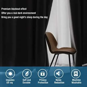 H.VERSAILTEX Blackout Curtains for Bedroom Thermal Insulated Room Darkening Living Room Curtains 84 Inch Long Grommet Privacy Protection Window Curtain Panels/Drapes for Nursery, 2 Panels,Jet Black