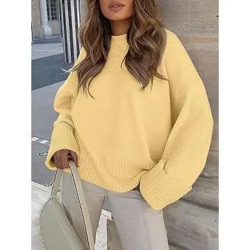 Prinbara Women's Cozy Oversized Sweater in Yellow for Winter