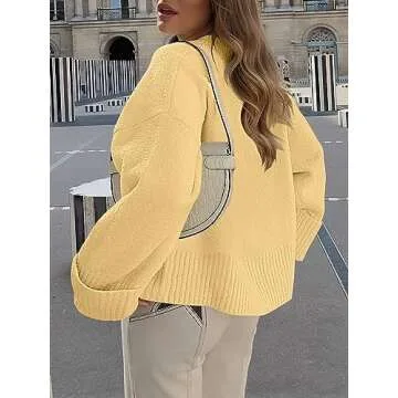 Prinbara Women's Cozy Oversized Sweater in Yellow for Winter