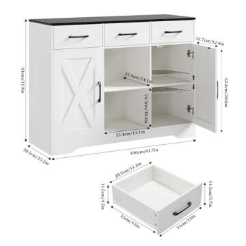 HOSTACK Farmhouse Buffet Storage Cabinet with Barn Doors