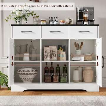 HOSTACK Farmhouse Buffet Storage Cabinet with Barn Doors