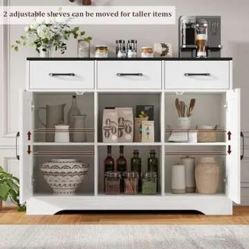 HOSTACK Farmhouse Buffet Storage Cabinet with Barn Doors