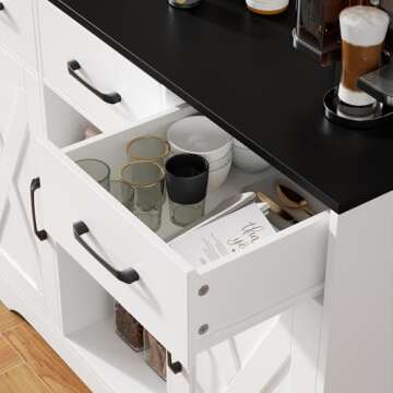 HOSTACK Farmhouse Buffet Storage Cabinet with Barn Doors