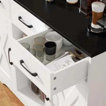 HOSTACK Farmhouse Buffet Storage Cabinet with Barn Doors