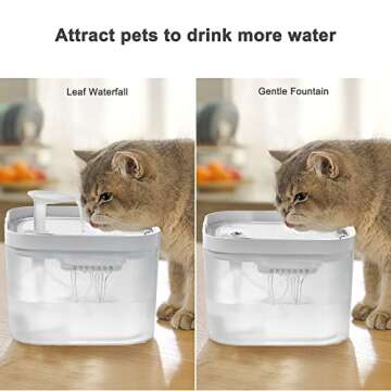 Petory - Automatic Pet Water Dispenser with 2 Replacement Filters, 74oz/2.2L BPA-Free Water Fountain for Cats Inside with 2 Flow Modes