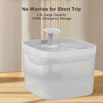Petory - Automatic Pet Water Dispenser with 2 Replacement Filters, 74oz/2.2L BPA-Free Water Fountain for Cats Inside with 2 Flow Modes
