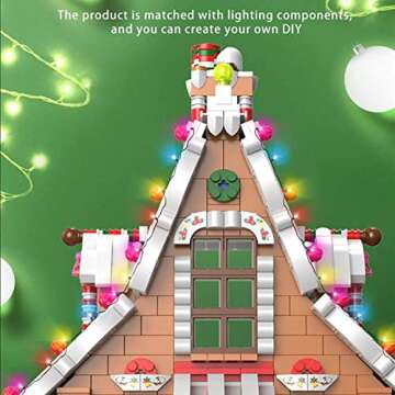 Christmas Gingerbread House Kit Building Block Set Toys, ​with Led Light, Christmas Tree, Christmas Gift for Advent Calendar 2023 (1620 Pieces)