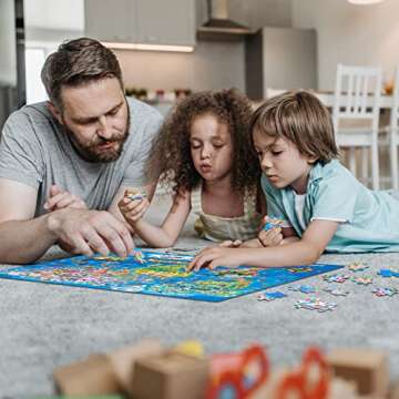 MOTYAWN 200 Pieces World Map Puzzle for Kids & Adults, World Map Jigsaw Puzzle Floor Puzzles Toddler...