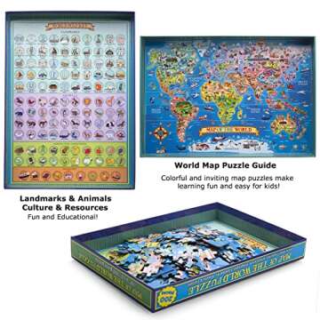 MOTYAWN 200 Pieces World Map Puzzle for Kids & Adults, World Map Jigsaw Puzzle Floor Puzzles Toddler Geography Educational Toys for Boys and Girls, Globe Atlas Puzzle Maps for Kids Learning Games