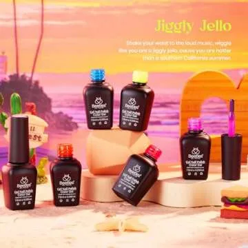 Beetles Jelly Gel Nail Polish, 6 Colors Jelly Tint Neon Gel Polish Translucent Red Hot Pink Purple B...
