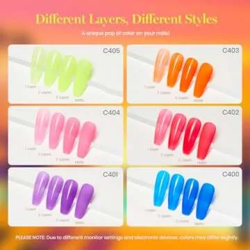 Beetles Jelly Gel Nail Polish Set, 6 Vibrant Colors for Stunning Nails