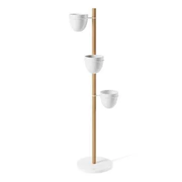 Umbra Floristand Planter, Freestanding Display for Potted Plants, Three Pots Included, White/Natural