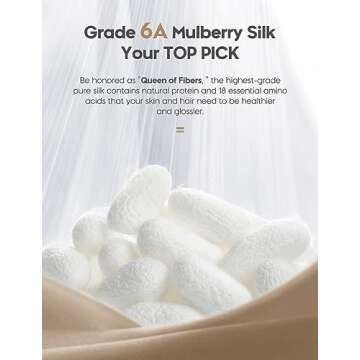 100% Pure Mulberry Silk Pillowcase for Hair & Skin - 22 Momme 6A High-Grade Fibers - Anti-Aging, Anti-Sleep Crease, Cooling Satin Pillowcases with Hidden Zipper, Best Gift Idea (Queen 20x30 Inches)
