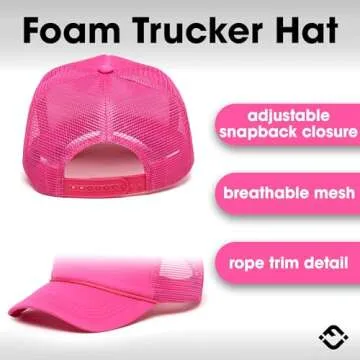 Funky Junque Foam Snapback Trucker Hat - Tequila Bandit (Hot Pink)