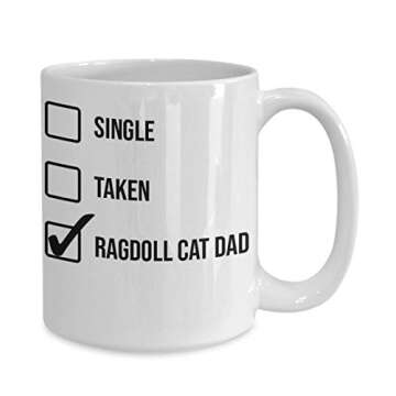 Valentine's Day Ragdoll Cat Dad Mug - White 11oz 15oz Ceramic Tea Coffee Cup - Perfect For Travel An...