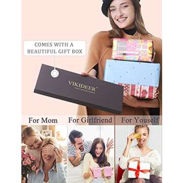 VIKIDEER Women's Leather Gloves Long Sleeves Full Touchscreen Winter Warm Lined Elegant Type Red Midium