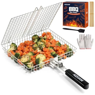 AIZOAM Stainless Steel Grill Basket for BBQ Lovers