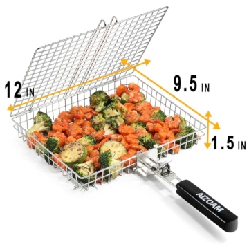 AIZOAM Stainless Steel Grill Basket for BBQ Lovers