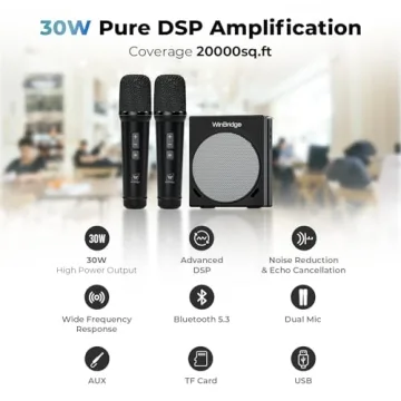 WinBridge S90 Voice Amplifier with 2 Wireless Handheld Microphones, 30W Portable PA System Speaker, ...