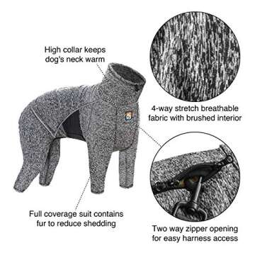 Kurgo Dog Onesie Body Warmer | Bodysuit for Dogs | Recovery Suit | Pet Pajamas | Reduce Anxiety | Co...