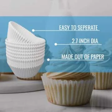 Durable White Baking Cups - 300-Pack Perfect for Muffins