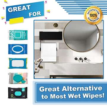 Matte Toilet Paper Holder with Shelf，Stainless Steel Wall Mounted Toilet Paper Holder with Flushable Wipes Dispenser，Reversible Flushable Wipes Dispenser, and Storage for Bathroom - Grooved Black