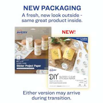 Avery Printable Sticker Paper, 8.5" x 11", Laser & Inkjet Printers, Glossy Clear, 7 Sticker Sheets (4397)