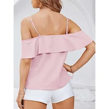 Stylish Bwogeeya Summer Suspenders Cold Shoulder Top