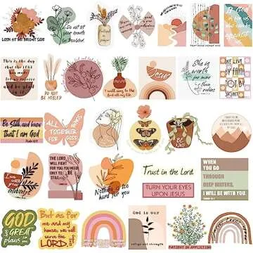 110pcs Prayer Board Bible Stickers, Inspirational Boho Christian Stickers, Prayer Board Supplies Kit Stickers for Water Bottles, Journal, Scrapbook, Bible Study Supplies, Christian Gifts for Kids