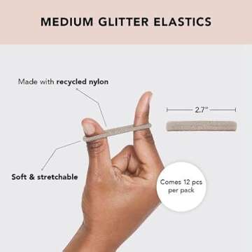Kitsch Nylon Glitter Hair Ties for Girls & Women - No Snag, Pain-free Hair Ties No Damage Ideal for ...